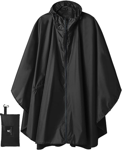 Saphirose Unisex Rain Poncho Waterproof Raincoat Hooded for Adults Women with Pockets