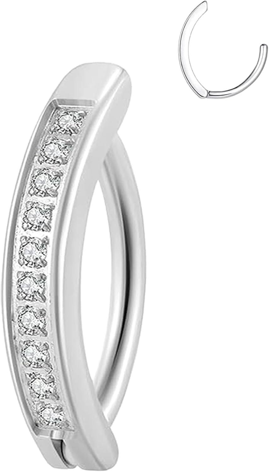 14G Clicker Belly Button Ring，Surgical Stainless Steel Hinged Belly Button Rings Belly Barbell Piercing Navel Barbell Body Jewelry 2PCS