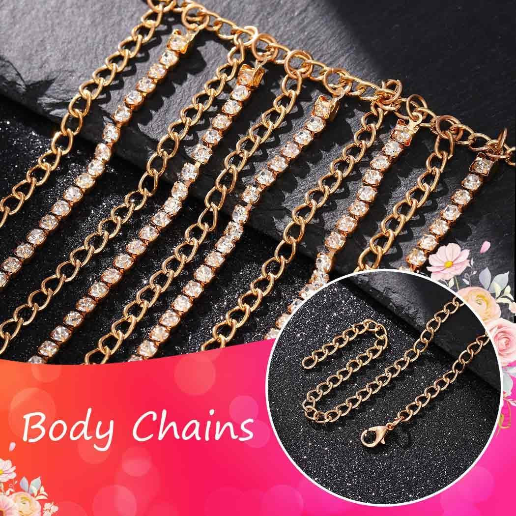 Brishow Rhinestone Body Chains Layered Crystal Waist Chain Beach Bikini Fashion Body Jewelry Accessories for Women and Girls