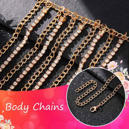 Brishow Rhinestone Body Chains Layered Crystal Waist Chain Beach Bikini Fashion Body Jewelry Accessories for Women and Girls