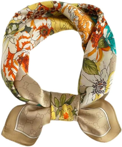 ANDANTINO 100% Mulberry Silk Square Scarf for Hair-25.6" X25.6'' Women Men Natural Silk Neckerchief Digital Printed Headscarf