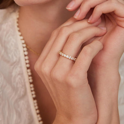 Close-up of cubic zirconia in 14K gold setting