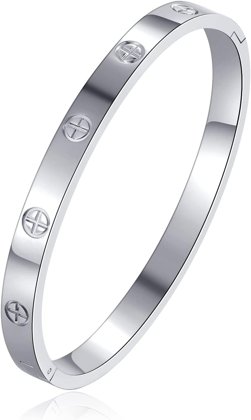 Cuff 18K Gold Plated Stainless Steel Bracelet for Girl for Women and Motherdaughter Oval Bangle Witness the of Love for Couple