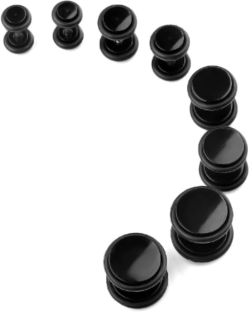 Piercingj 8Pcs Acrylic Barbell Stud Earring with O-Ring Fake Illusion Plug Gauge Kit 6G-00G Look
