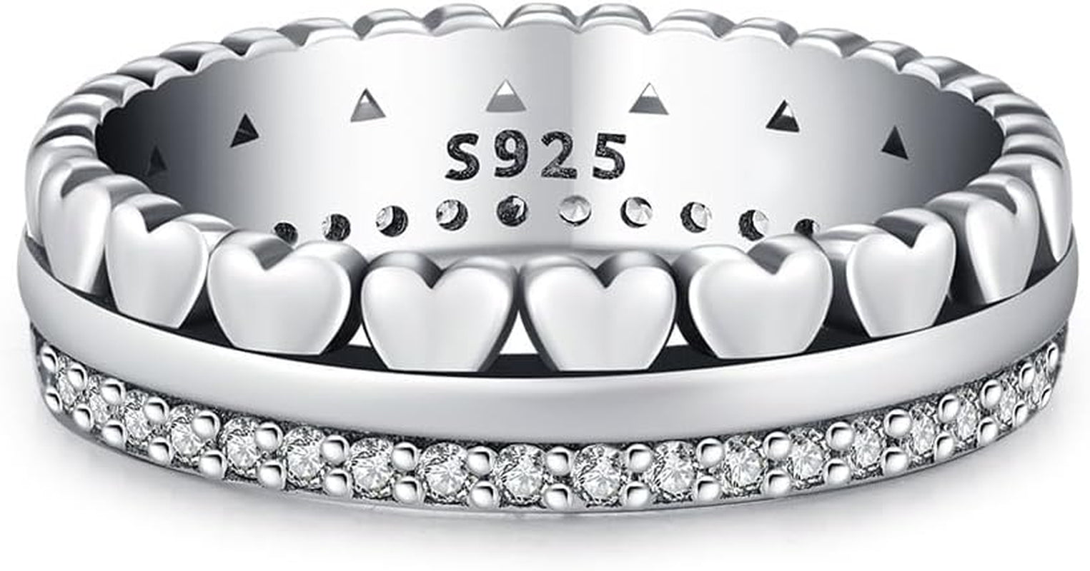 KEQ band of hearts stackable ring in 925 sterling silver