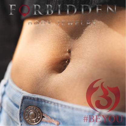 Forbidden Body Jewelry Surgical Steel Petite Belly Button Rings Curved Navel Barbell Set 14G 5/16 Inch 3Mm End Balls