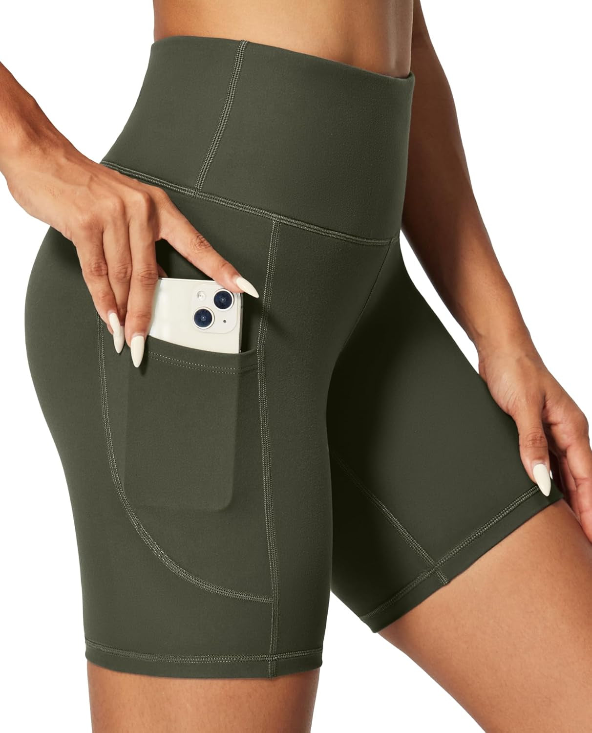 IUGA Biker Shorts Women 6" Tummy Control Workout Shorts Women with Pockets High Waisted Yoga Running Gym Spandex Compression