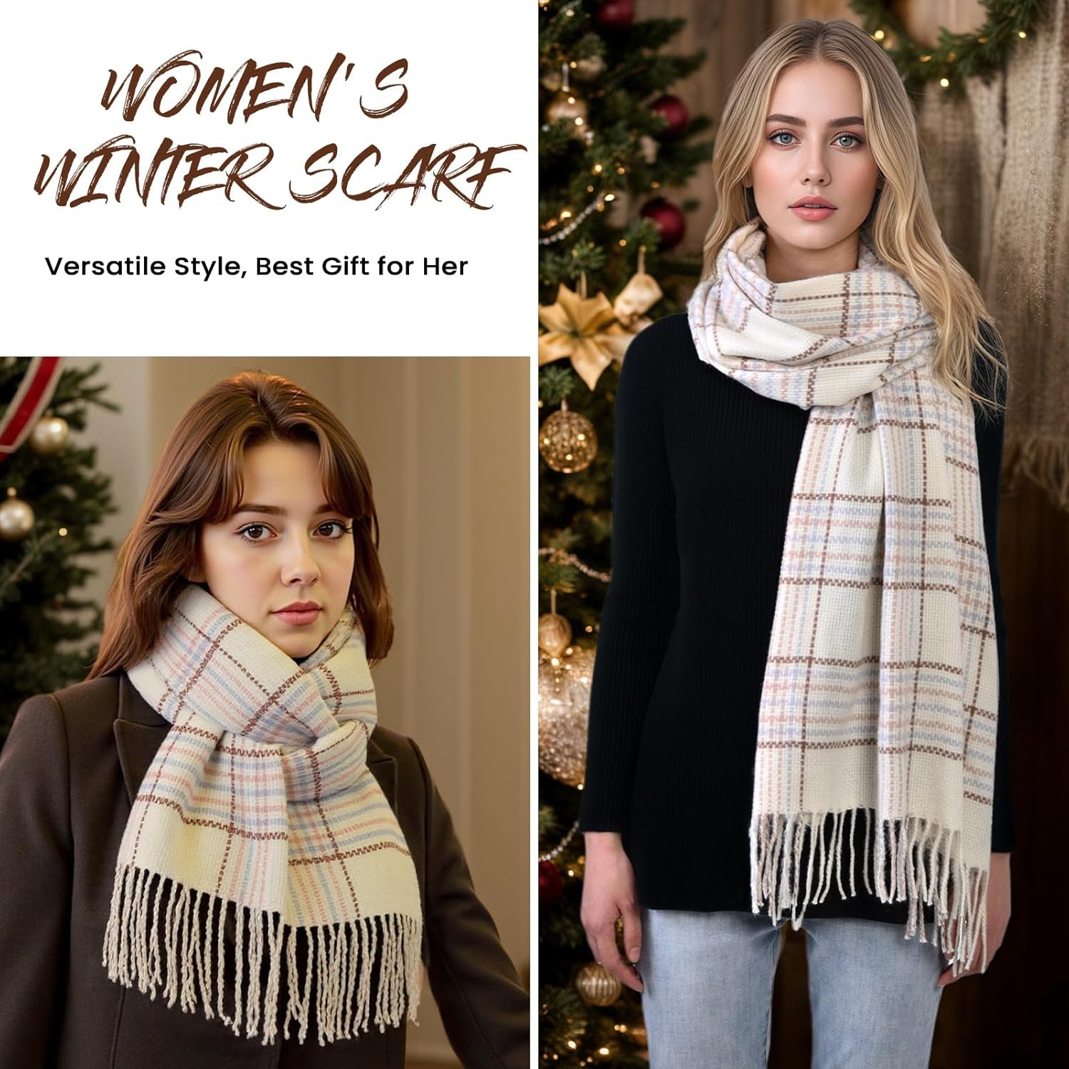 Clothirily Women'S Winter Scarf - Warm Pashmina Shawls and Wraps for Evening Dress Winter Fashion Scarves Ladies Gifts