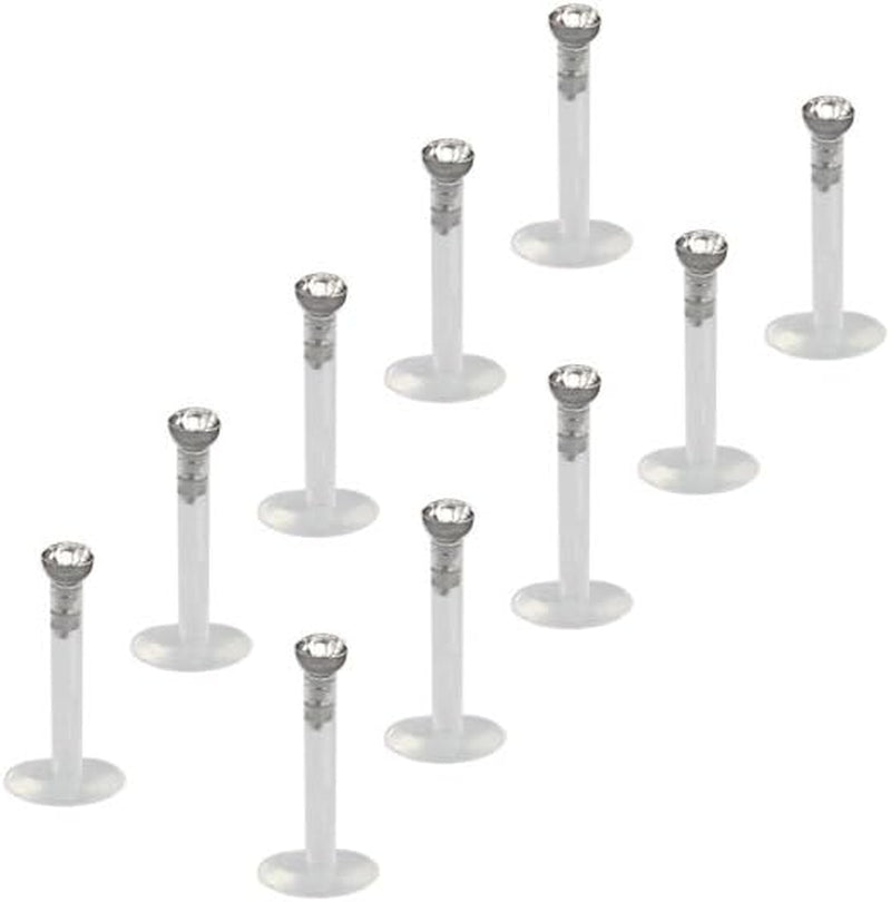 Ruifan 16G Clear UV Flexible Acrylic 2Mm CZ Gem Labret Monroe Lip Ring Tragus Helix Cartilage Earring Stud Barbell Body Piercing Jewelry