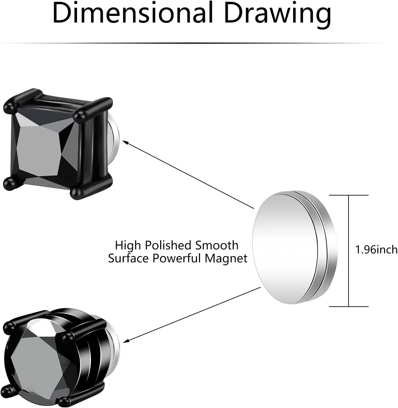 ONESING 12 Pairs Black Magnetic Earrings: Clip On, Hoop & Dangle Designs - Non-Piercing Set for Men & Women