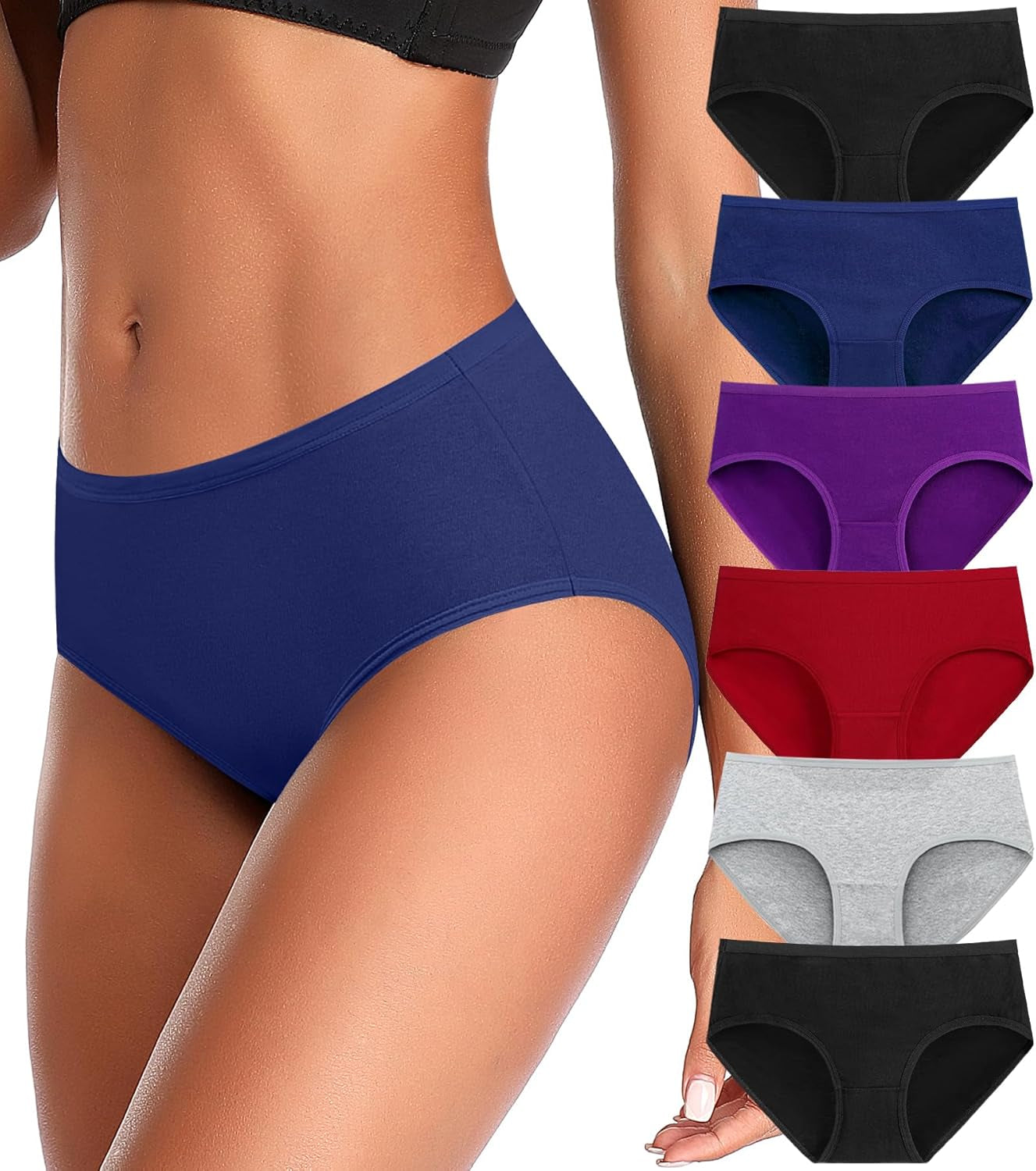 Woman wearing K-CHEONY high waisted cotton panties standing naturally