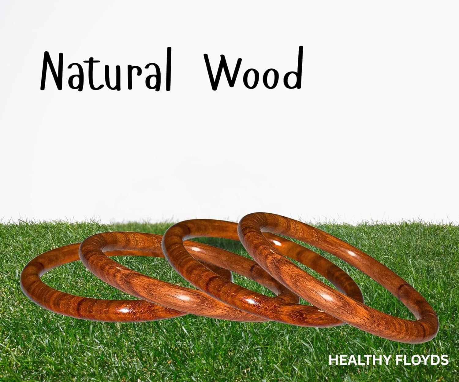 Handmade Natural Wooden Bangle Set (4 Pieces) for Women | Natural Wood Bangles Christmas Gift Jewelry for Her | Eco-Friendly Artisan Crafted Gift