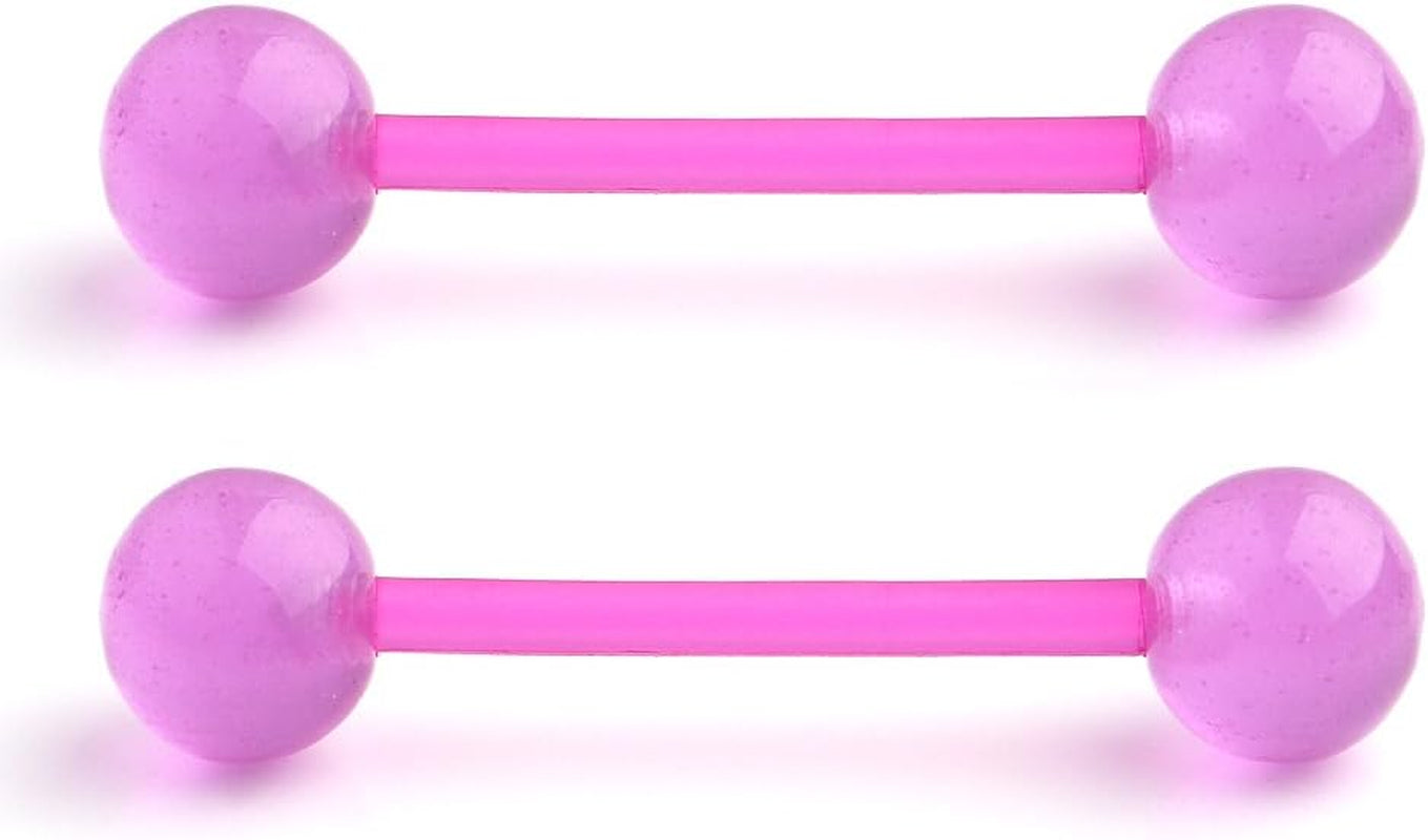 Ruifan 14G 16Mm Glow in the Dark Flexible Acrylic Straight Tongue Nipple Ring Retainer Piercing