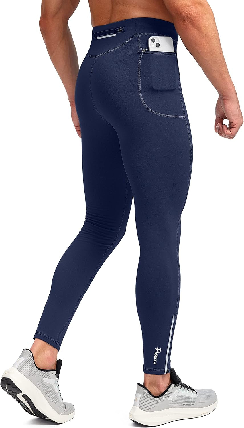 Detail of moisture-wicking fleece fabric on running leggings