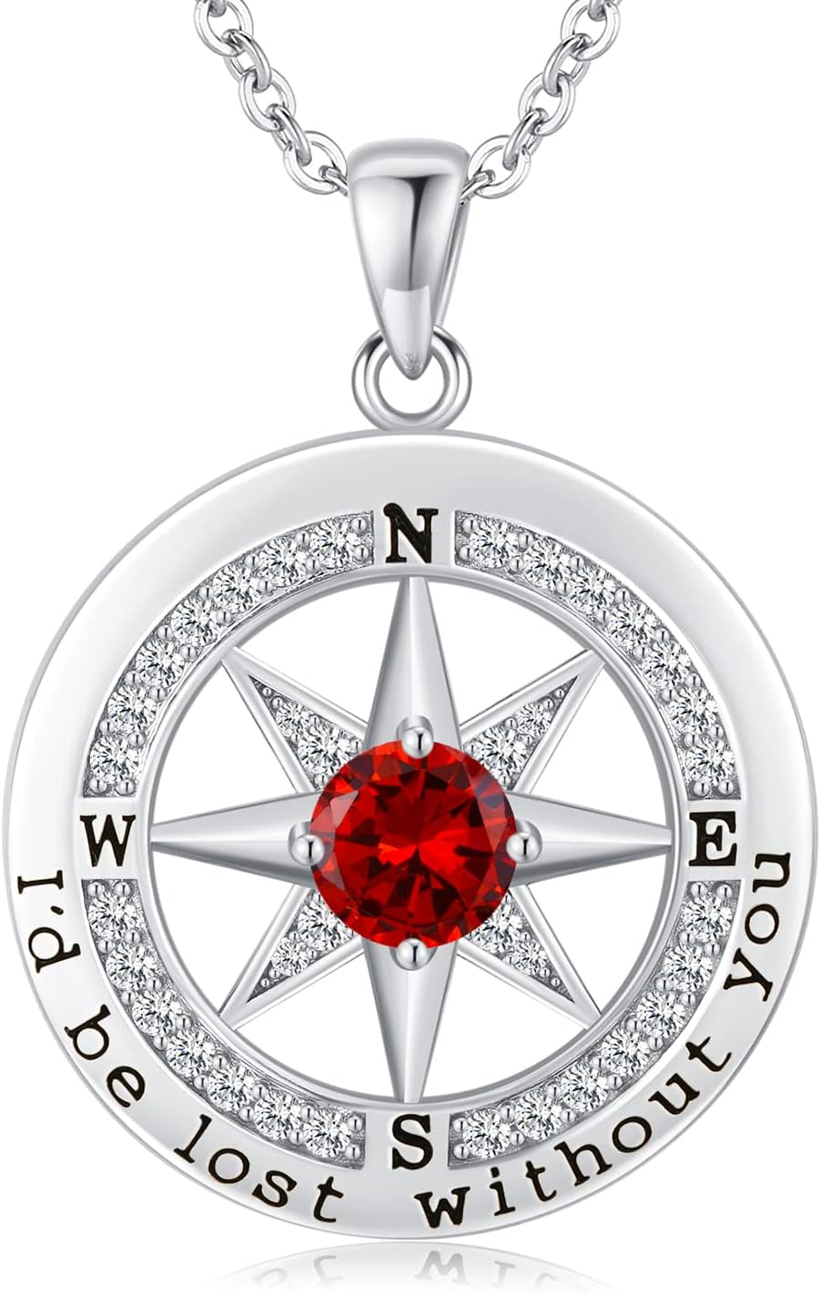 S925 Necklace Gift for Wife |Compass Jewelry |Women Anniversary |Sterling Silver |Girlfriend Birthday Gifts for Her Valentines |I'D Be Lost without You |Jewel 18K Gold