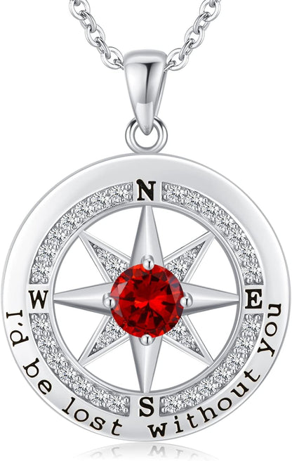 S925 Necklace Gift for Wife |Compass Jewelry |Women Anniversary |Sterling Silver |Girlfriend Birthday Gifts for Her Valentines |I'D Be Lost without You |Jewel 18K Gold