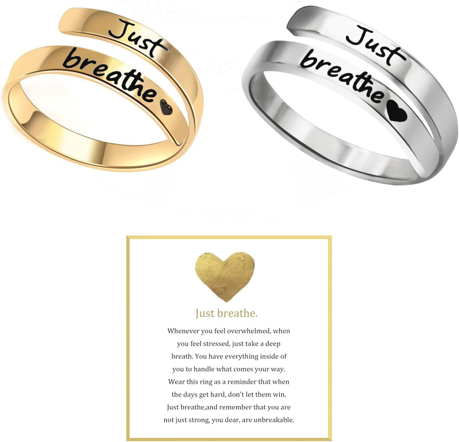 Adjustable stainless steel spiral wrap healing ring design