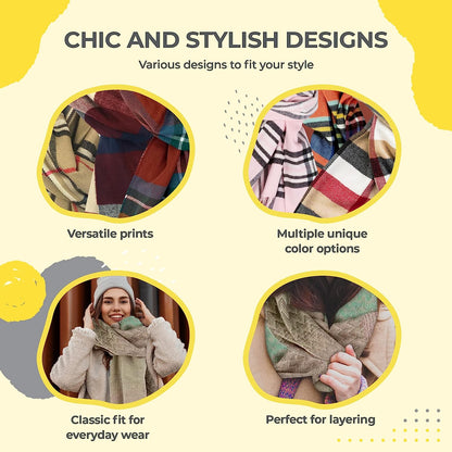 Plum Feathers Super Soft Luxurious Cashmere Feel Unisex for Men and Women Winter Scarf