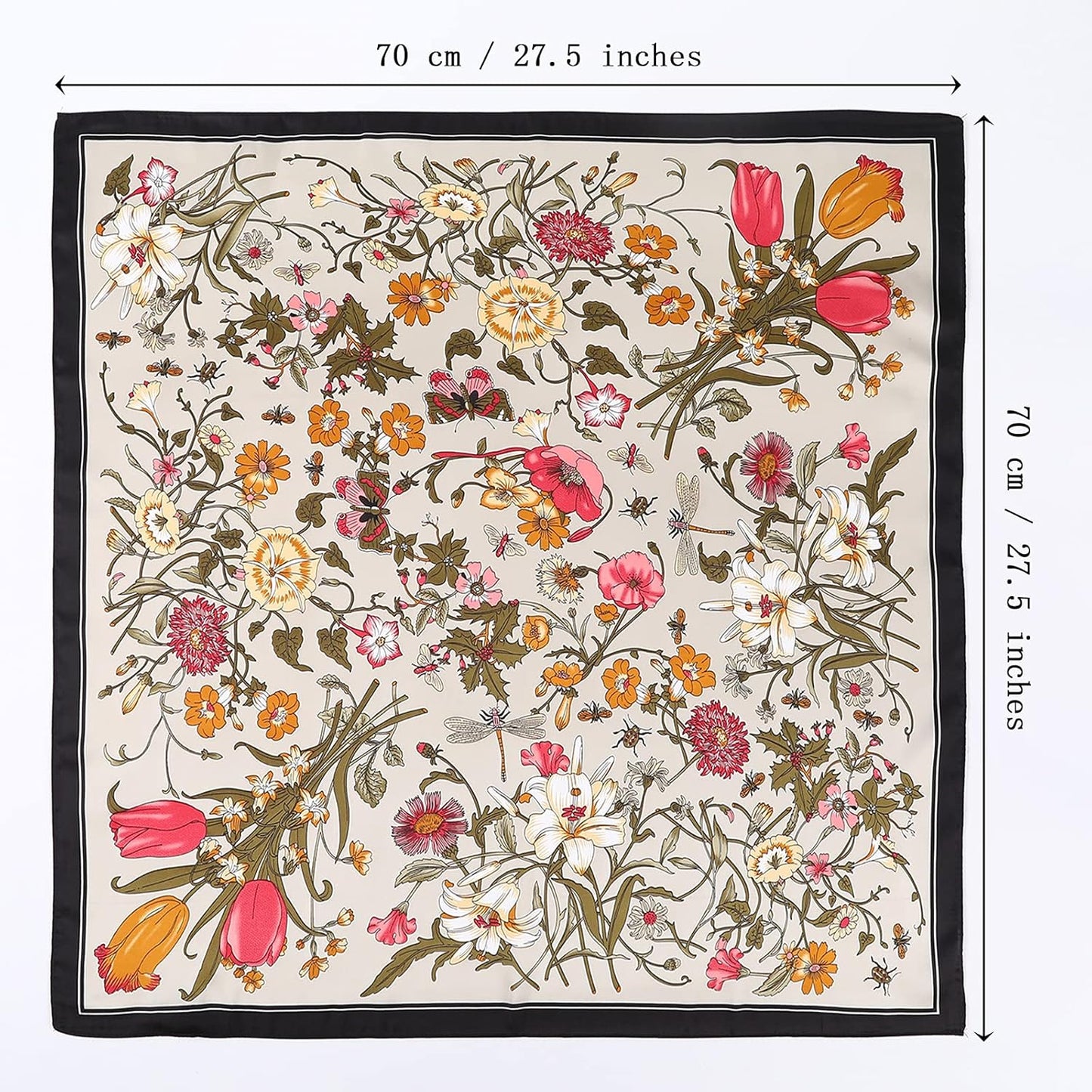 CHLINS 27 Inches Silk Feeling Square Head Scarf - 4 Pcs Satin Square Head Scarves for Women Hair Bandanas