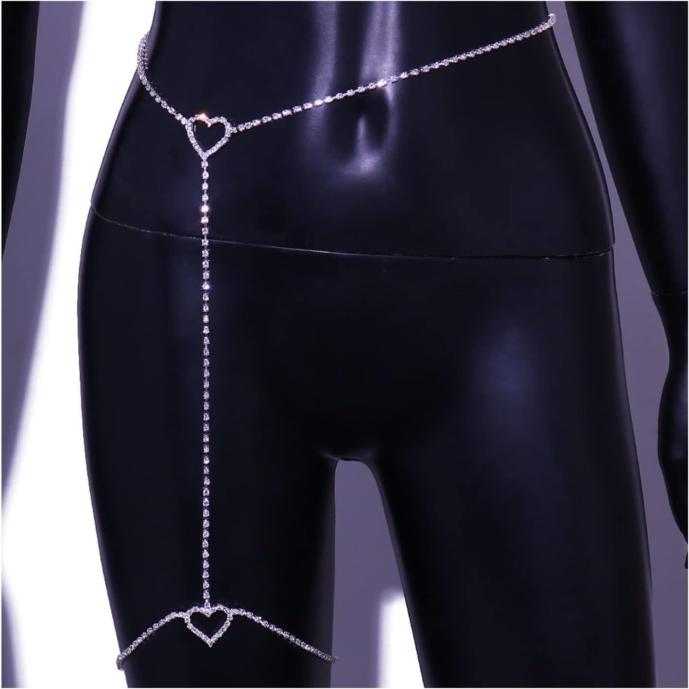 Silver Crystal Leg Chain Rhinestone Waist Chain Belly Jewelry for Women Party