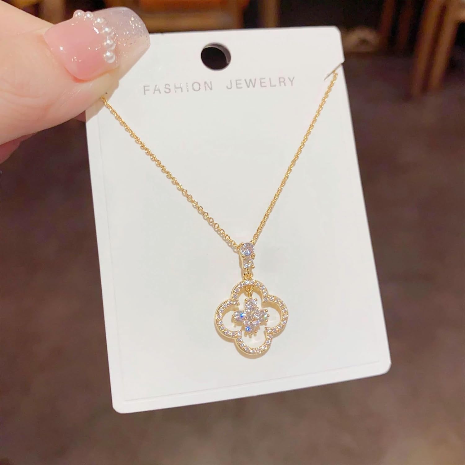 Gold/White Gold Clover Necklace for Women Four Leaf Clover Necklace Lucky Necklace for Mother'S Day Gift Gift for Wife