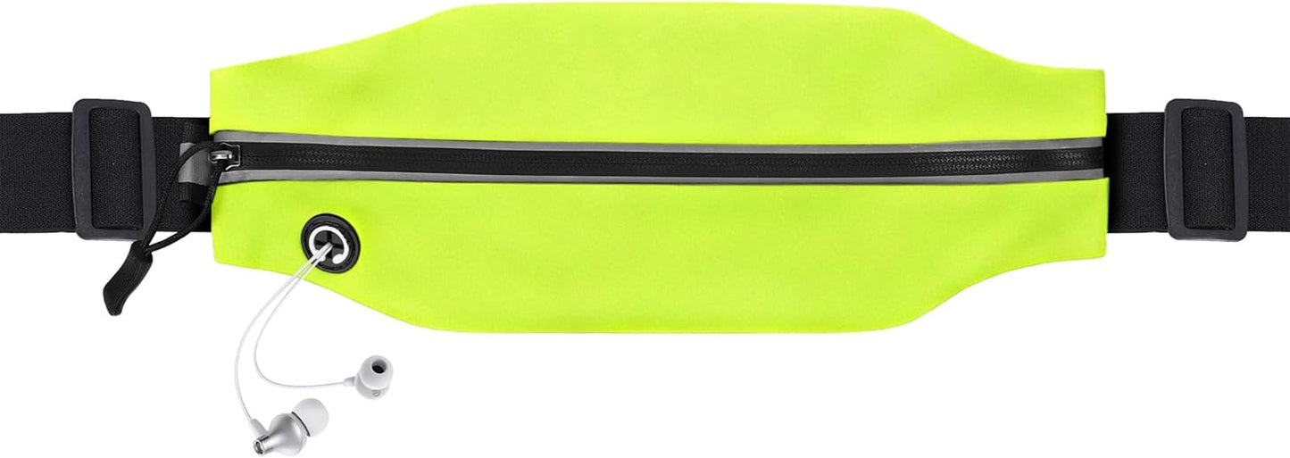Woman cycling wearing slim reflective waist fanny pack