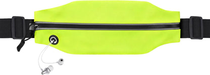 Woman cycling wearing slim reflective waist fanny pack