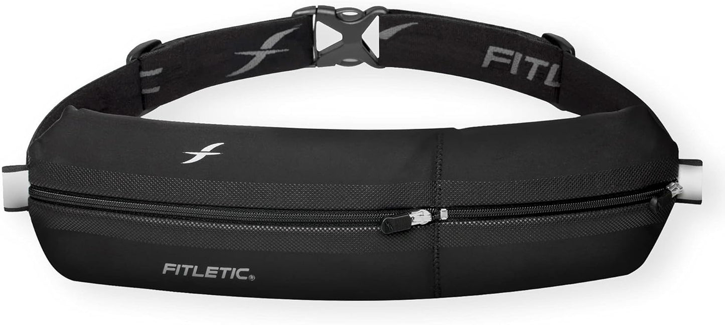 Fitletic Bolt black running belt with double pockets