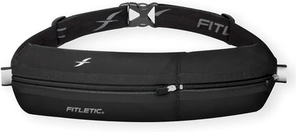 Fitletic Bolt black running belt with double pockets