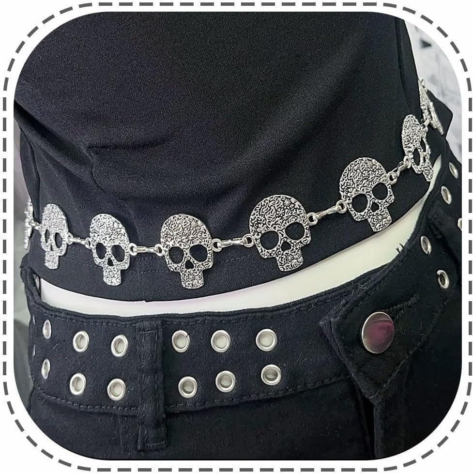 Skull Waist Chain Belt - Punk Gothic Crossover Body Belly Chains Tassel for Women Girl