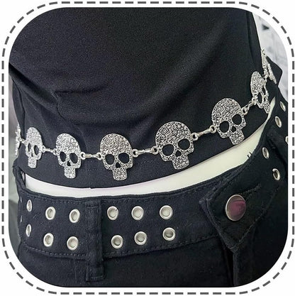 Skull Waist Chain Belt - Punk Gothic Crossover Body Belly Chains Tassel for Women Girl