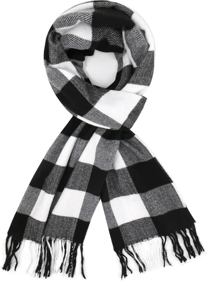 Plaid Scarf for Women Men, Lightweight Classic Tartan Tassel Scarves Fashion Warm Winter Chunky Scarf Cold Weather