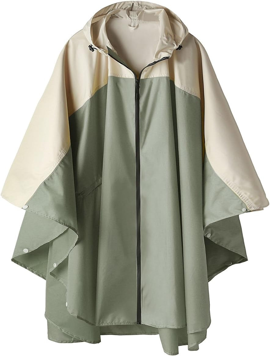 Saphirose Unisex Rain Poncho Waterproof Raincoat Hooded for Adults Women with Pockets