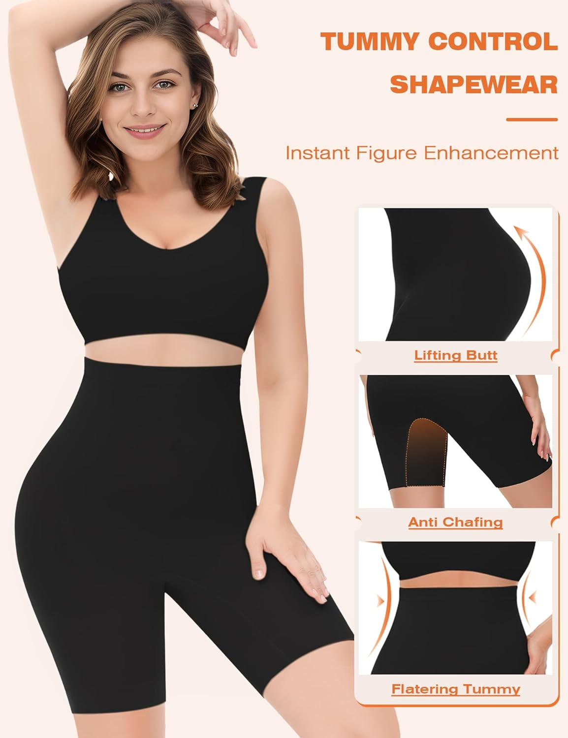 Yeblues shapewear shorts side profile showing compression and shaping