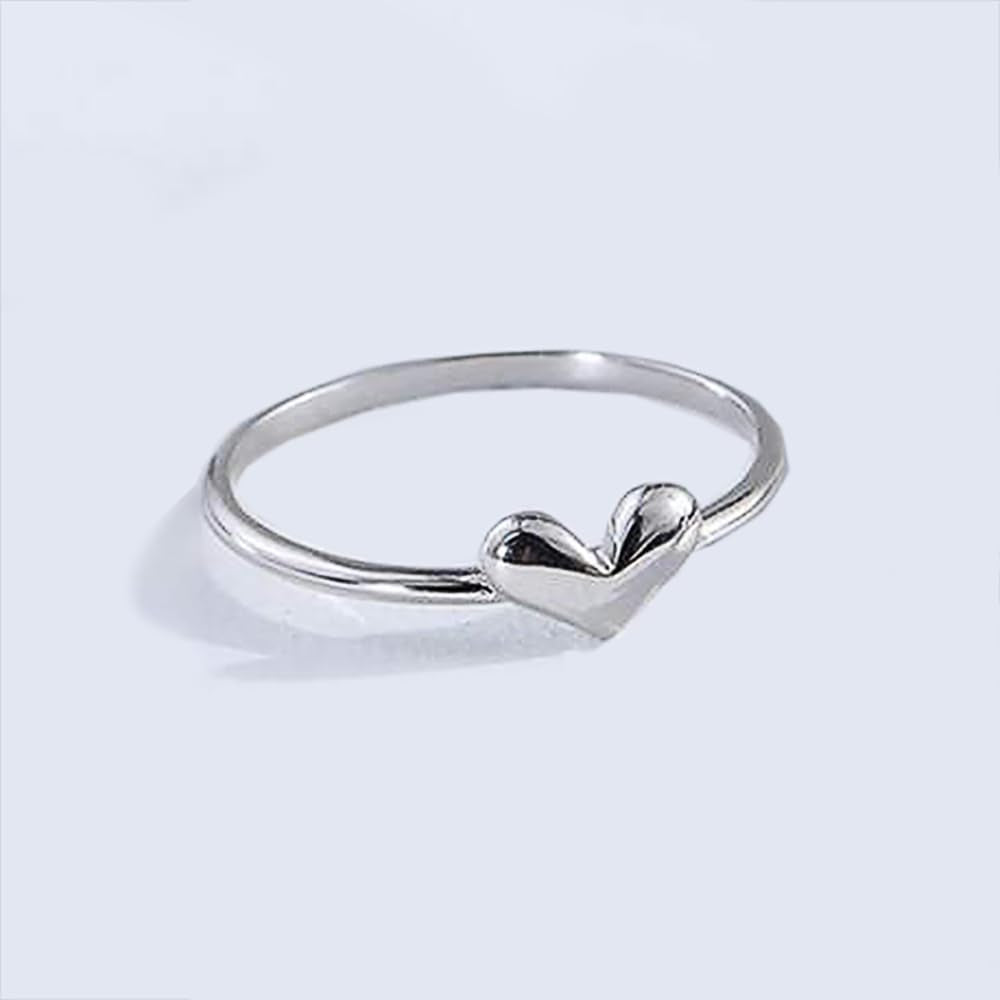 Simple Fashion Heart Love Ring Lady Daily Wearable Versatile Jewelry