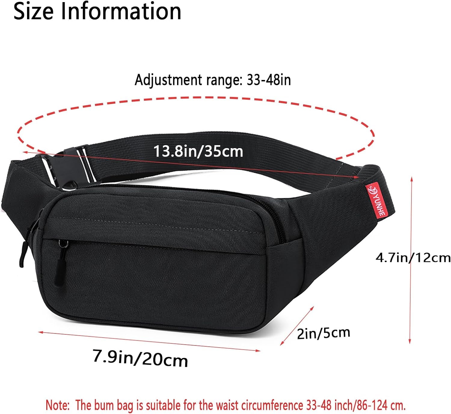 ZMD Small Hip Pack for Men & Women, Crossbody Belt Fanny Pack Sports Hiking Waist Bag Fits All Phones with 3-Zipper Pockets, Hip Bum Bag for Casual Workout Outdoors Running Walking Traveling, Black