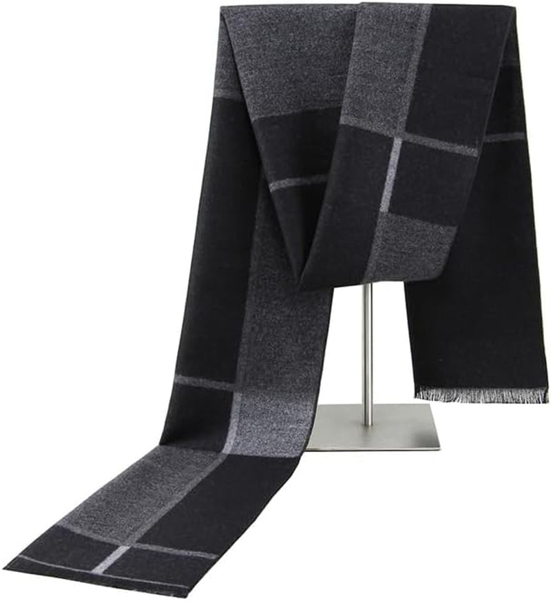 Define Essentials Men'S Winter Warm Long Soft Plaid Scarf with Tassels, Soft Classic Mens Scraves