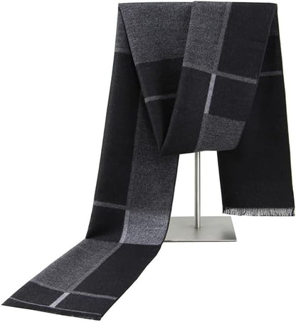 Define Essentials Men'S Winter Warm Long Soft Plaid Scarf with Tassels, Soft Classic Mens Scraves
