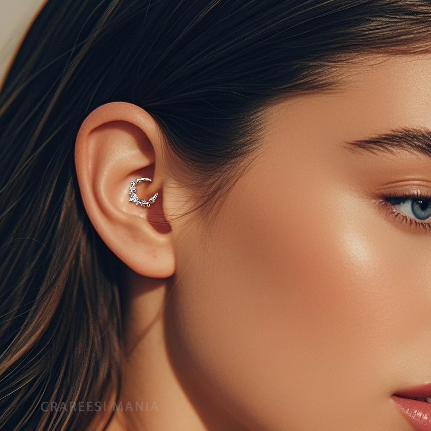 CM Crareesi Mania Rose Septum Rings 16G Septum Piercing Jewelry 316L Stainless Steel Daith Piercing Jewelry Heart Daith Earrings for Women