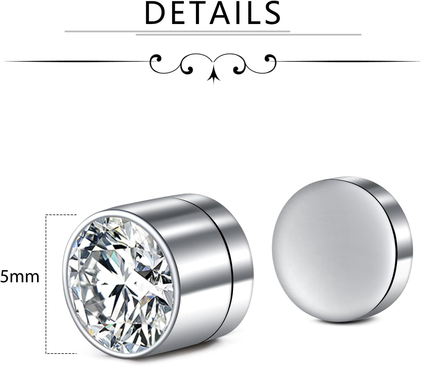 D.Bella sparkly diamond stud earrings silver plating detail view