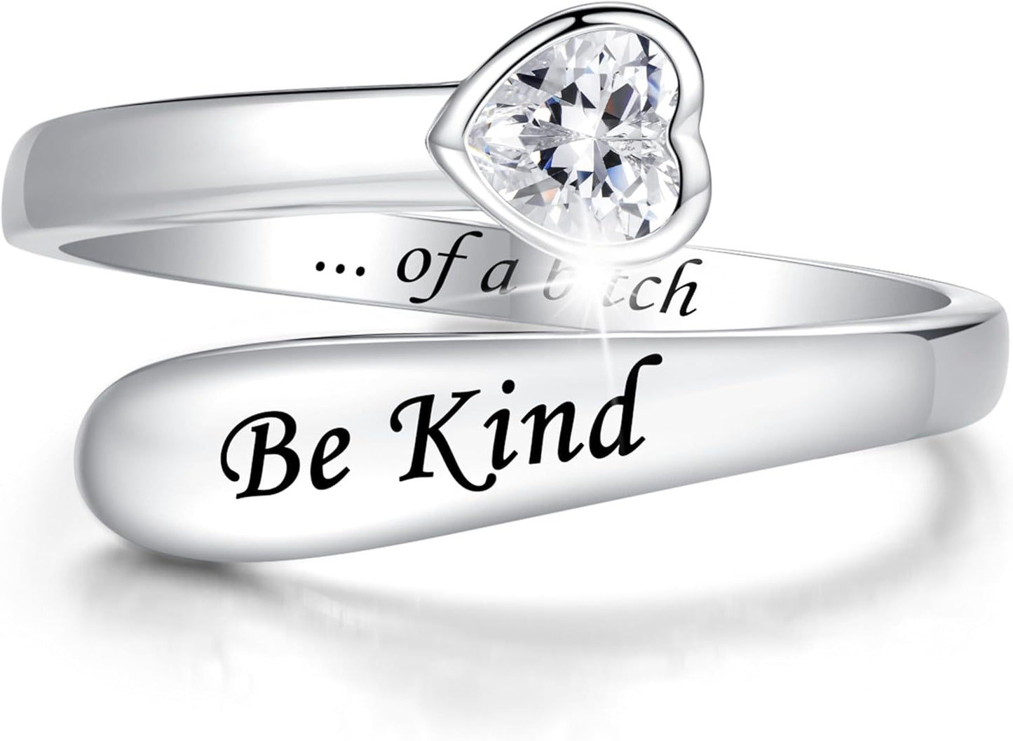 925 Sterling Silver Just Breathe Ring for Women Adjustable Heart Ring Personality Inspirational Jewelry Gifts