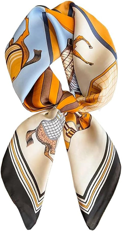 ANDANTINO 100% Mulberry Silk Square Scarf for Hair-25.6" X25.6'' Women Men Natural Silk Neckerchief Digital Printed Headscarf