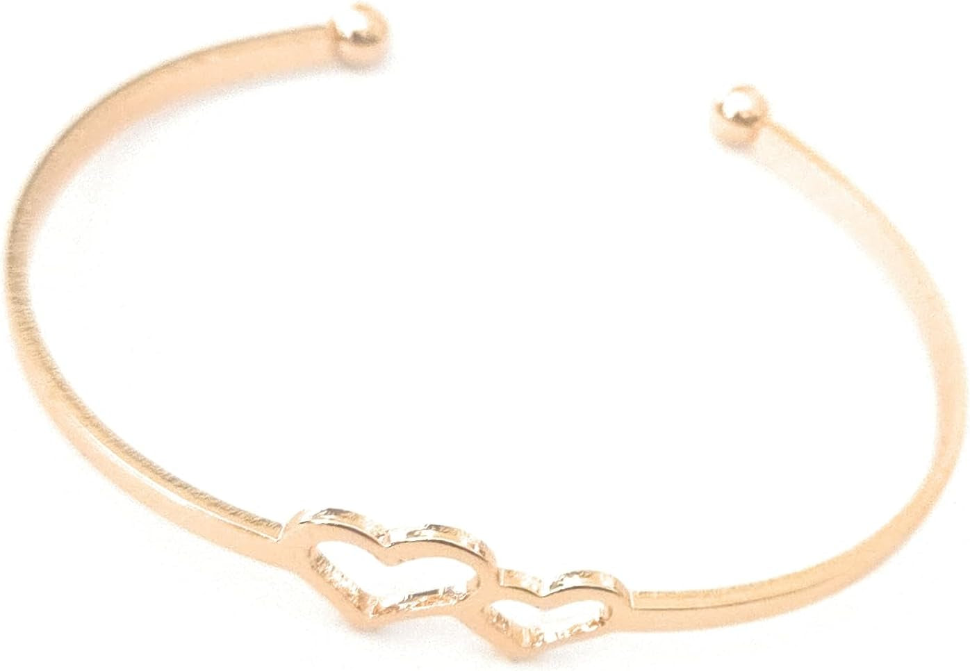 Gold Metal Open Cuff Bangle Bracelets, Heart and Love Letter Charms, Geometric Tennis Design, 6 Piece Set