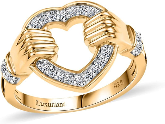 Lab grown diamond embrace of love ring in 18K gold vermeil
