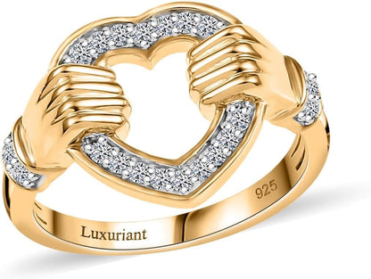 Lab grown diamond ring in 18K gold vermeil on hand