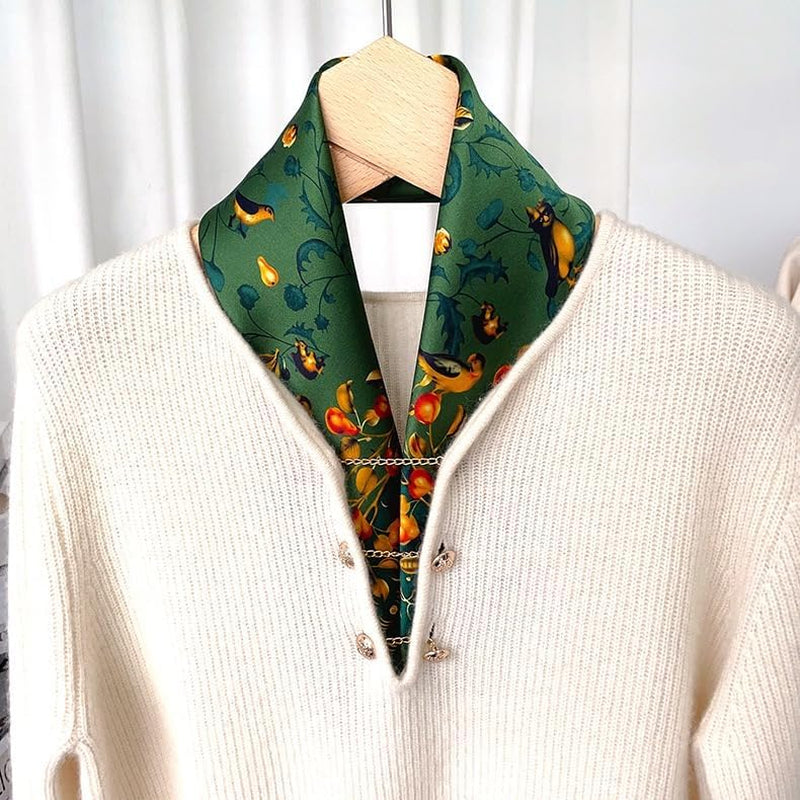 ANDANTINO 100% Mulberry Silk Square Scarf for Hair-25.6" X25.6'' Women Men Natural Silk Neckerchief Digital Printed Headscarf