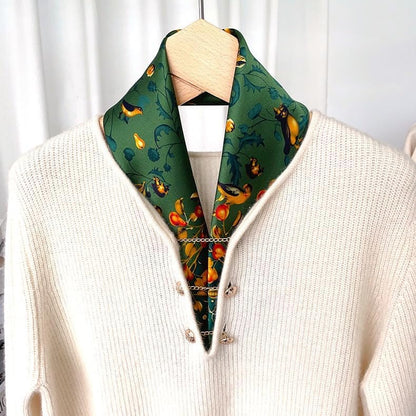 ANDANTINO 100% Mulberry Silk Square Scarf for Hair-25.6" X25.6'' Women Men Natural Silk Neckerchief Digital Printed Headscarf