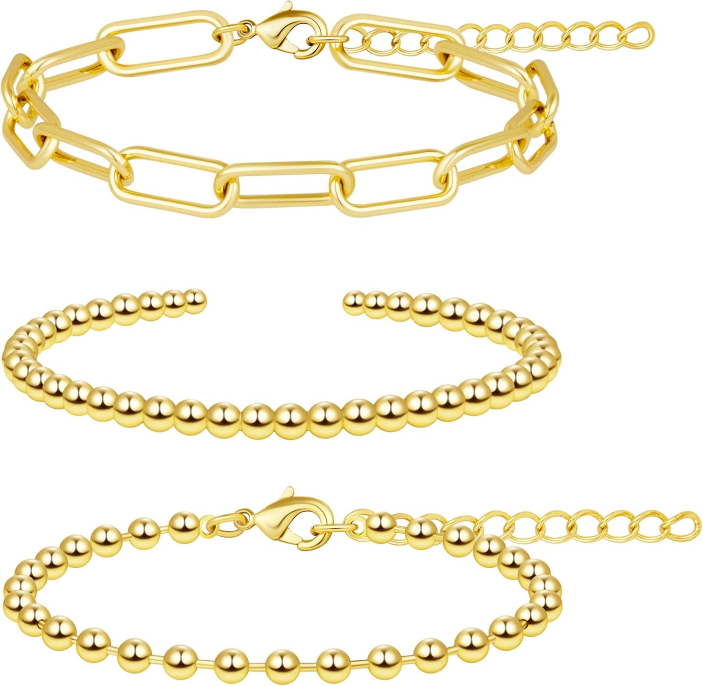 Silver Bracelets for Women Stack, Silver or Gold Plated Cuff Bangle Set, Trendy Silver Jewelry for Women Fashion