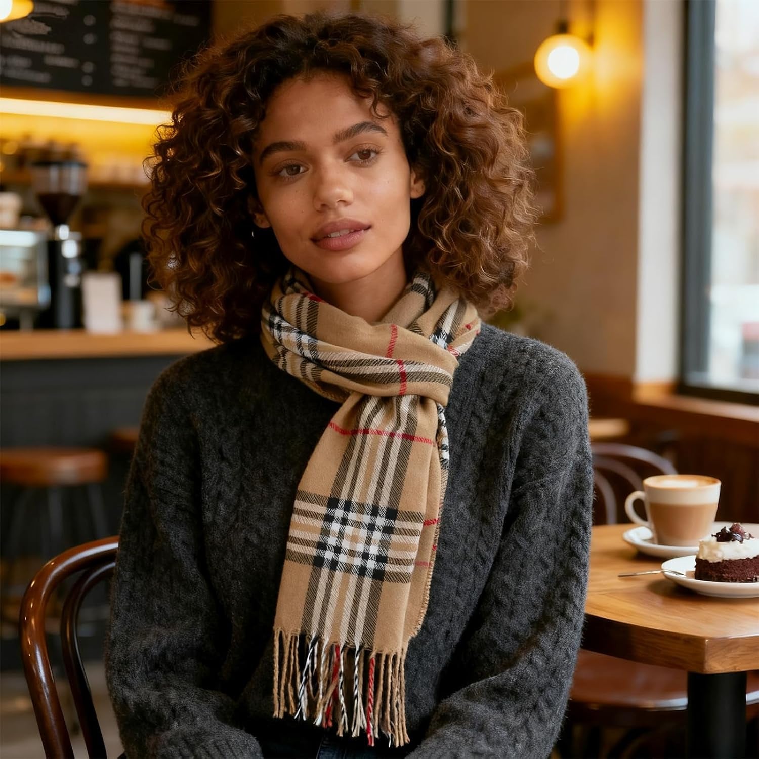 Vimate Plaid Scarf for Men Women Super Soft Classic Tartan Checkered Neck Scarves