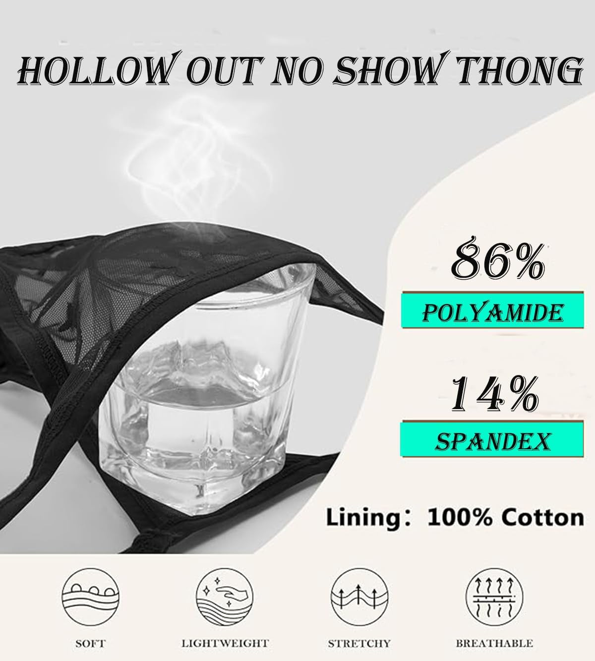 Justgoo g-string underwear sheer lace material detail